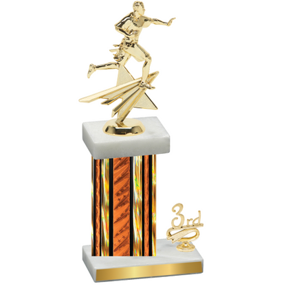 Accented Single Orange Glacier Third Place Flag Football Trophy