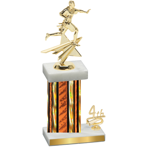 Accented Single Orange Glacier Fourth Place Flag Football Trophy