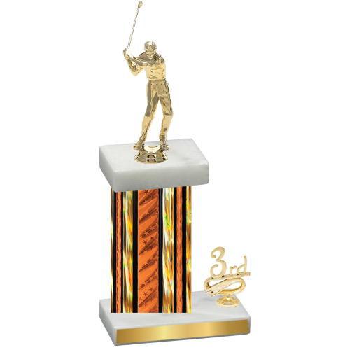 Accented Single Orange Glacier Third Place Golf Trophy