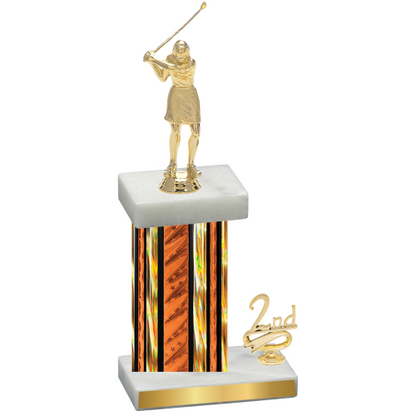 Accented Single Orange Glacier Second Place Golf Trophy