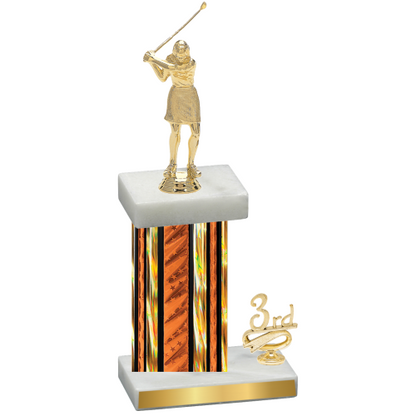 Accented Single Orange Glacier Third Place Golf Trophy