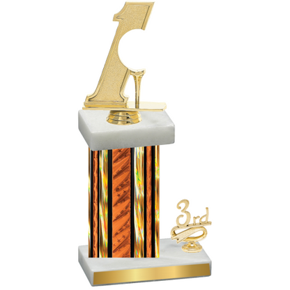 Accented Single Orange Glacier Third Place Golf Trophy