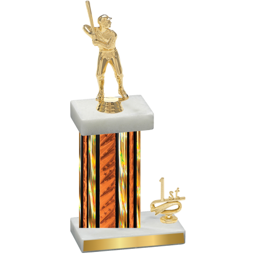 Accented Single Orange Glacier First Place Baseball Trophy