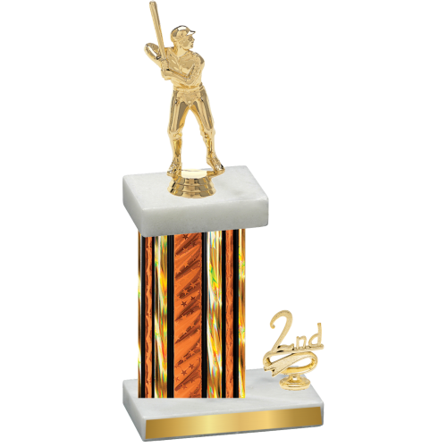 Accented Single Orange Glacier Second Place Baseball Trophy