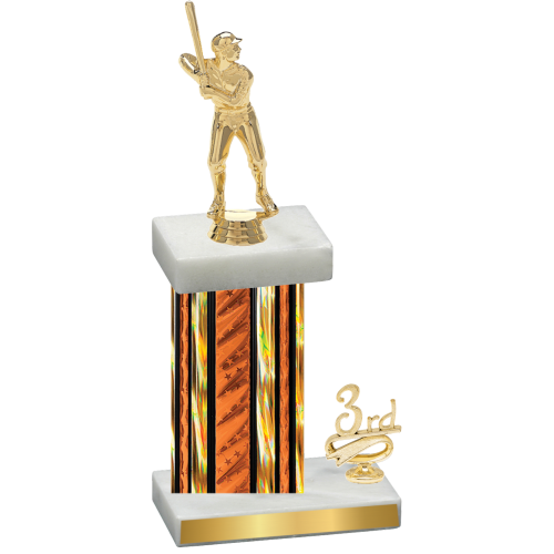 Accented Single Orange Glacier Third Place Baseball Trophy