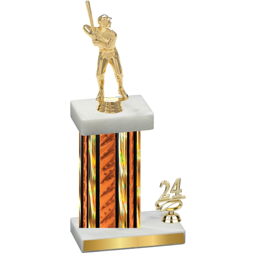 Accented Single Orange Glacier Year Baseball Trophy