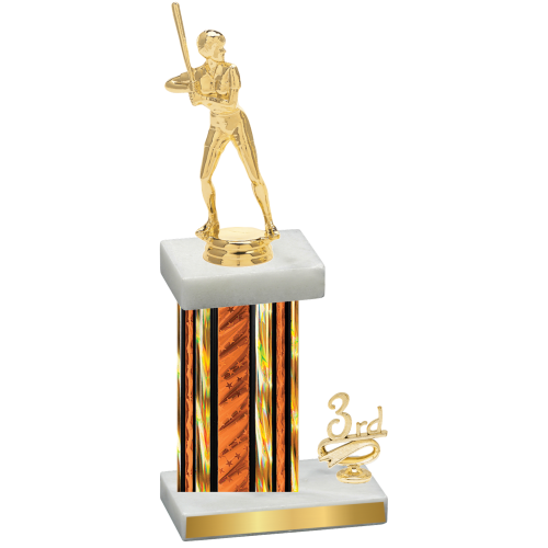 Accented Single Orange Glacier Third Place Softball Trophy