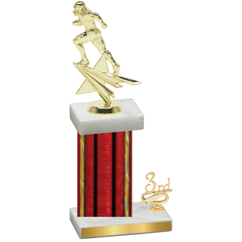 Accented Single Red Glacier Third Place Football Trophy