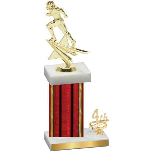 Accented Single Red Glacier Fourth Place Football Trophy