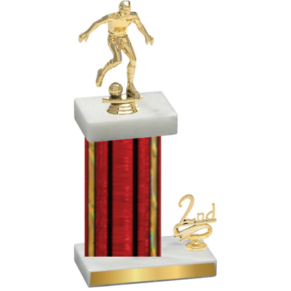 Accented Single Red Glacier Second Place Soccer Trophy