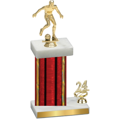 Accented Single Red Glacier Year Soccer Trophy