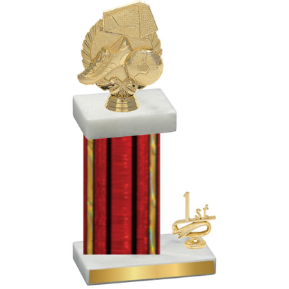 Accented Single Red Glacier First Place Soccer Trophy