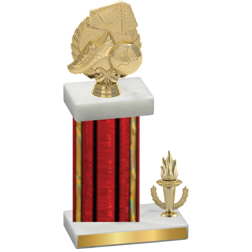 Accented Single Red Glacier Victory Soccer Trophy