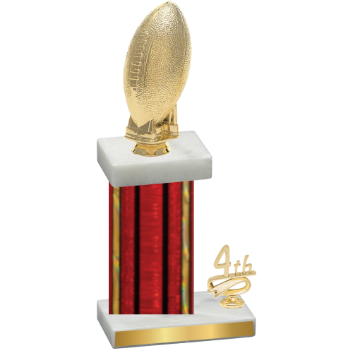 Accented Single Red Glacier Fourth Place Football Trophy