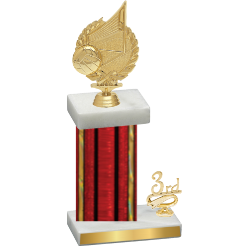 Accented Single Red Glacier Third Place Volleyball Trophy