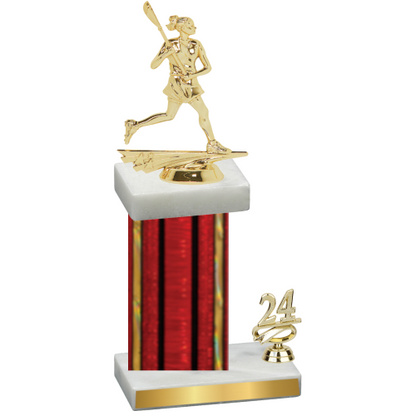 Accented Single Red Glacier Year Lacrosse Trophy