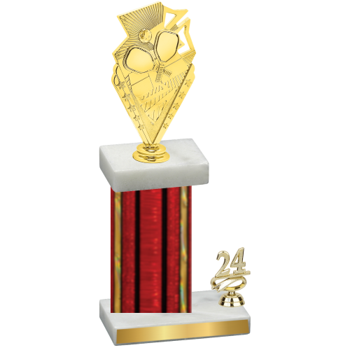 Accented Single Red Glacier Year Pickleball Trophy