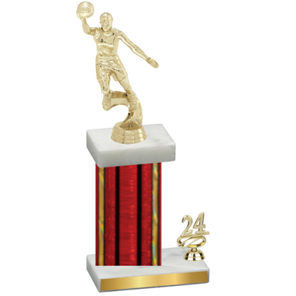 Accented Single Red Glacier Year Basketball Trophy