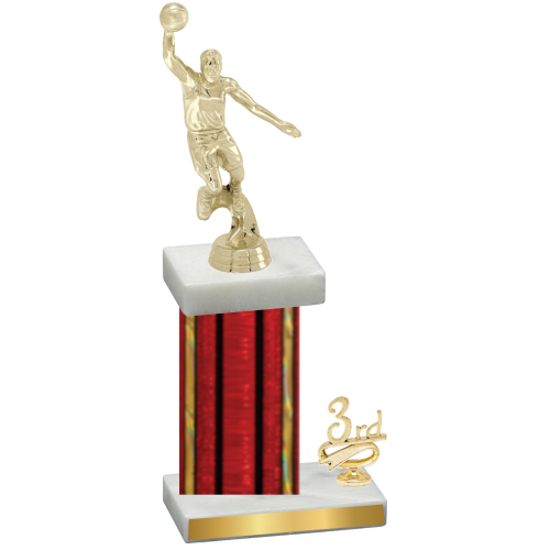 Accented Single Red Glacier Third Place Basketball Trophy