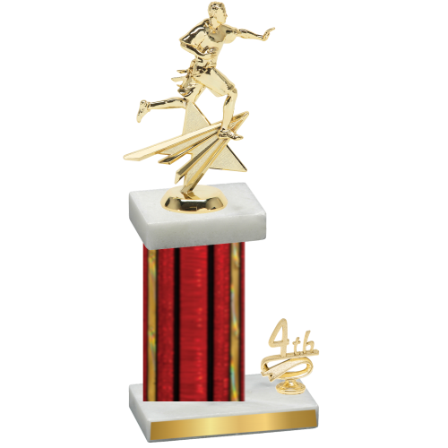 Accented Single Red Glacier Fourth Place Flag Football Trophy