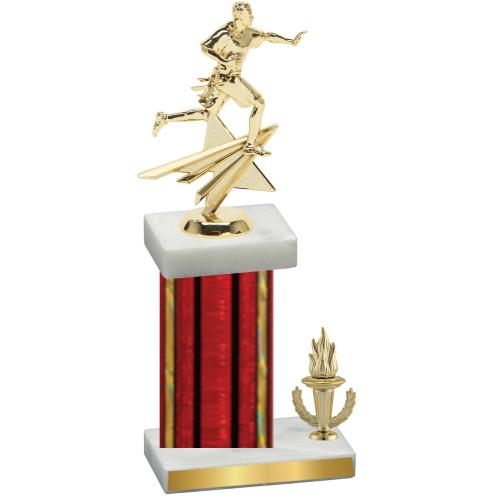 Accented Single Red Glacier Victory Flag Football Trophy