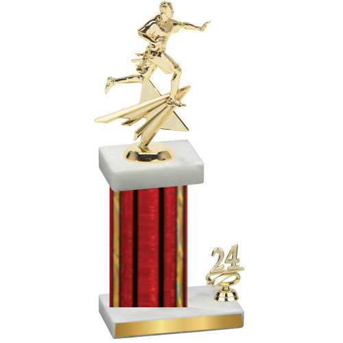 Accented Single Red Glacier Year Flag Football Trophy