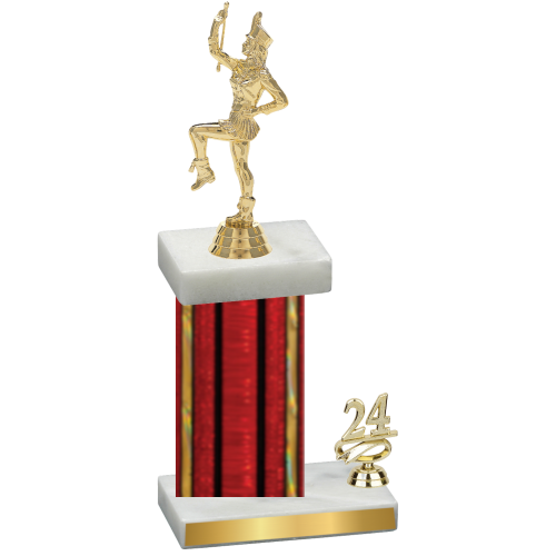 Accented Single Red Glacier Year Majorette Trophy