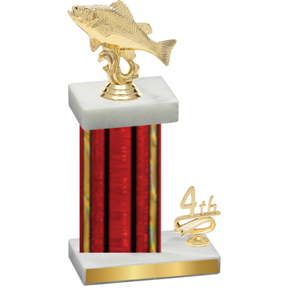 Accented Single Red Glacier Fourth Place Fishing Trophy