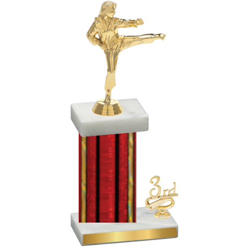 Accented Single Red Glacier Third Place Karate Trophy