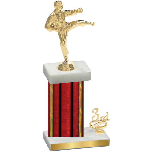 Accented Single Red Glacier Third Place Karate Trophy