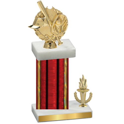 Accented Single Red Glacier Victory Baseball Trophy