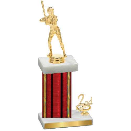 Accented Single Red Glacier Second Place Softball Trophy