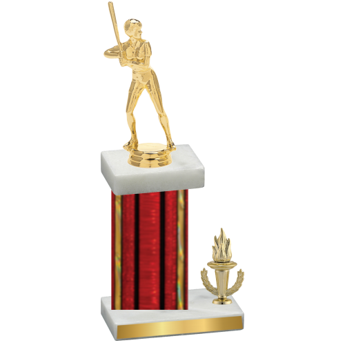 Accented Single Red Glacier Victory Softball Trophy