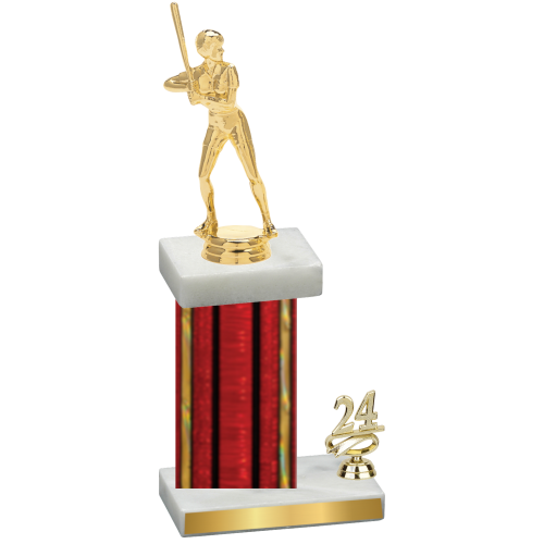 Accented Single Red Glacier Year Softball Trophy