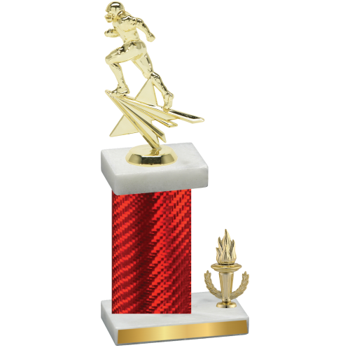 Accented Single Red Carbon Fiber Victory Football Trophy