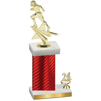 Accented Single Red Carbon Fiber Year Football Trophy