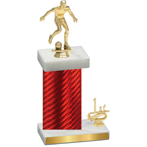 Accented Single Red Carbon Fiber First Place Soccer Trophy