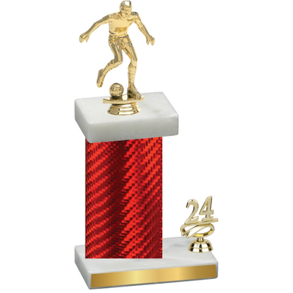 Accented Single Red Carbon Fiber Year Soccer Trophy