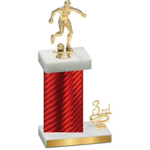 Accented Single Red Carbon Fiber Third Place Soccer Trophy