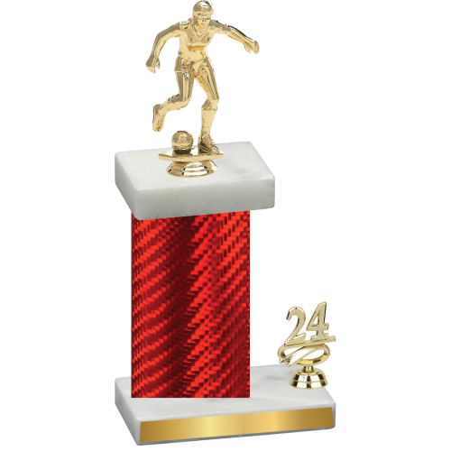 Accented Single Red Carbon Fiber Year Soccer Trophy