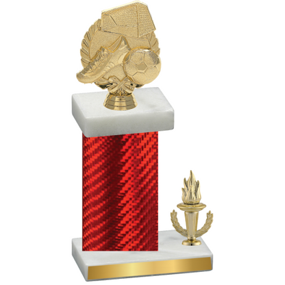 Accented Single Red Carbon Fiber Victory Soccer Trophy