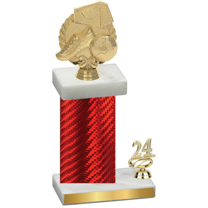 Accented Single Red Carbon Fiber Year Soccer Trophy