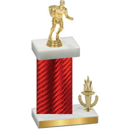 Accented Single Red Carbon Fiber Victory Rugby Trophy