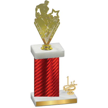 Accented Single Red Carbon Fiber First Place Rugby Trophy