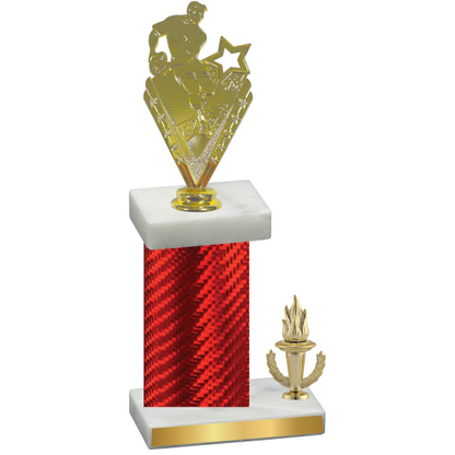 Accented Single Red Carbon Fiber Victory Rugby Trophy