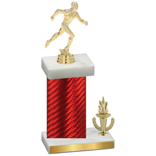 Accented Single Red Carbon Fiber Victory Running Trophy