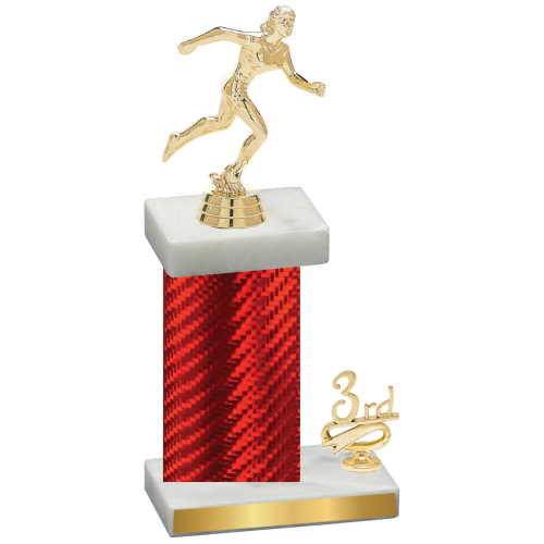 Accented Single Red Carbon Fiber Third Place Running Trophy