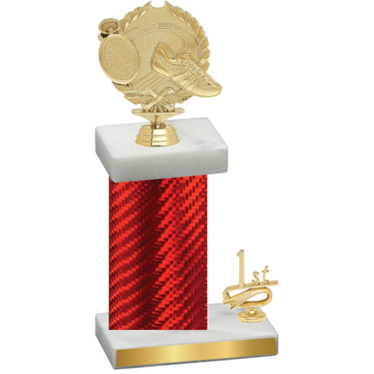 Accented Single Red Carbon Fiber First Place Running Trophy