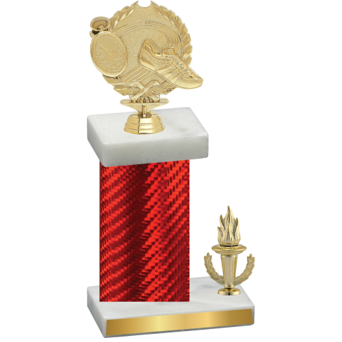 Accented Single Red Carbon Fiber Victory Running Trophy