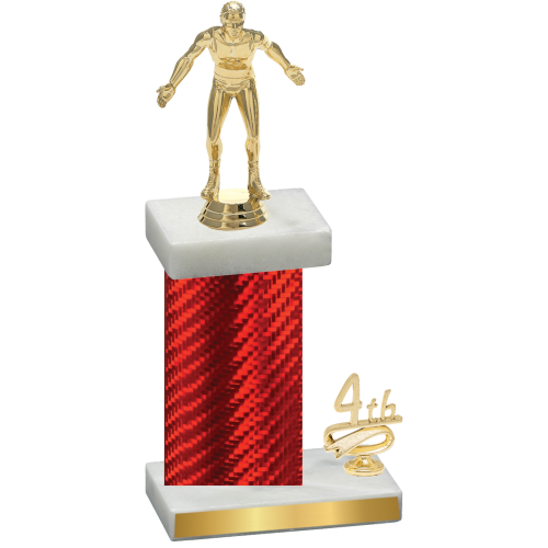 Accented Single Red Carbon Fiber Fourth Place Wrestling Trophy